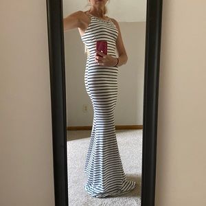 Extra Long strappy striped gown size small